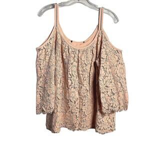 Lacy Peach Off The Shoulder White House Black Market Blouse Size L